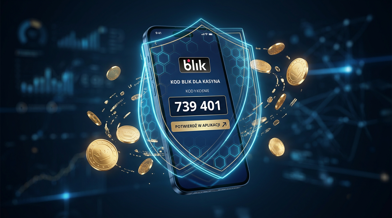Smartfon z aplikacją BLIK i żetony kasynowe